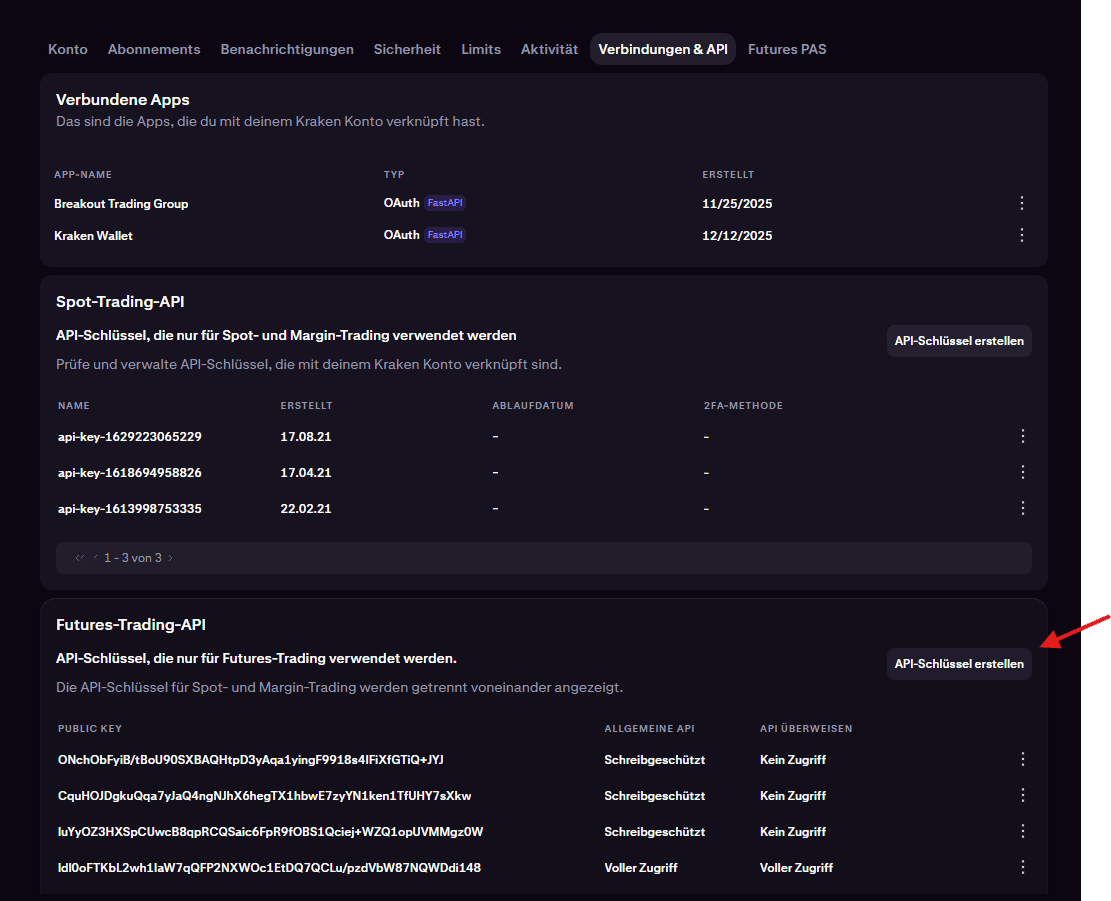 Futures-Trading-API Tab öffnen